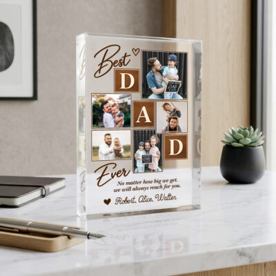 Personalized Best Dad Ever Acrylic Plaque, Custom Photo Gift for Dad, Dad Christmas Gift from Kids