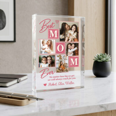 Personalized Best Mom Ever Acrylic Plaque, Custom Photo Gift for Mom, Mom Christmas Gift from Kids
