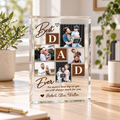 Personalized Best Dad Ever Acrylic Plaque, Custom Photo Gift for Dad, Dad Christmas Gift from Kids