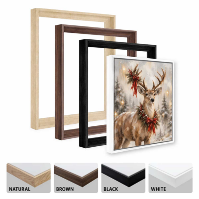 Christmas Reindeer Canvas Print, Vintage Winter Forest Deer Wall Art, Holiday Rustic Farmhouse Living Room Home Decor