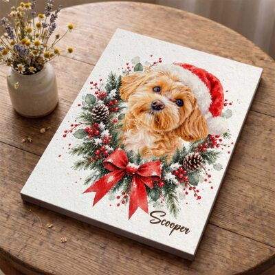 Personalized Dog Santa Hat Canvas Print, Custom Christmas Wreath Pet Wall Art, Holiday Gift for Dog Lovers Owners 21 Personalized Dog Santa Hat Canvas Print, Custom Christmas Wreath Pet Wall Art, Holiday Gift for Dog Lovers Owners