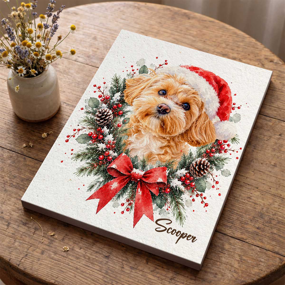 Personalized Dog Santa Hat Canvas Print, Custom Christmas Wreath Pet Wall Art, Holiday Gift for Dog Lovers Owners 11 Personalized Dog Santa Hat Canvas Print, Custom Christmas Wreath Pet Wall Art, Holiday Gift for Dog Lovers Owners