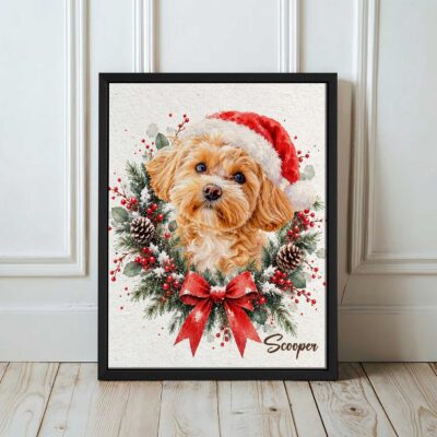 Personalized Dog Santa Hat Canvas Print, Custom Christmas Wreath Pet Wall Art, Holiday Gift for Dog Lovers Owners 19 Personalized Dog Santa Hat Canvas Print, Custom Christmas Wreath Pet Wall Art, Holiday Gift for Dog Lovers Owners