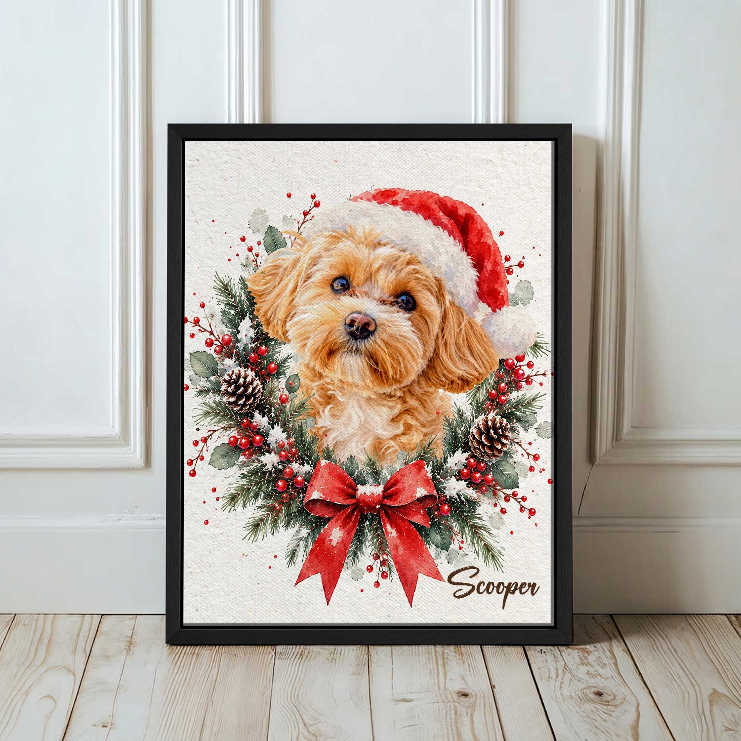 Personalized Dog Santa Hat Canvas Print, Custom Christmas Wreath Pet Wall Art, Holiday Gift for Dog Lovers Owners 9 Personalized Dog Santa Hat Canvas Print, Custom Christmas Wreath Pet Wall Art, Holiday Gift for Dog Lovers Owners
