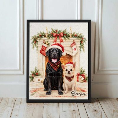 Personalized Dog Christmas Fireplace Canvas Print, Custom Holiday Pet Portrait Wall Art, Cozy Rustic Decor Gift for Dog Lovers 19 Personalized Dog Christmas Fireplace Canvas Print, Custom Holiday Pet Portrait Wall Art, Cozy Rustic Decor Gift for Dog Lovers
