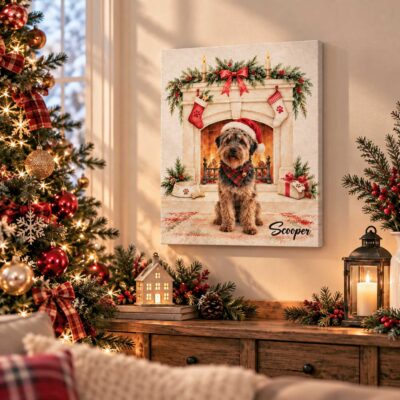 Personalized Dog Christmas Fireplace Canvas Print, Custom Holiday Pet Portrait Wall Art, Cozy Rustic Decor Gift for Dog Lovers 14 Personalized Dog Christmas Fireplace Canvas Print, Custom Holiday Pet Portrait Wall Art, Cozy Rustic Decor Gift for Dog Lovers